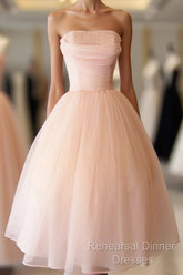 Fairy Ball Gown Pink Knee Length Semi Formal Prom Dresses Evening Dress